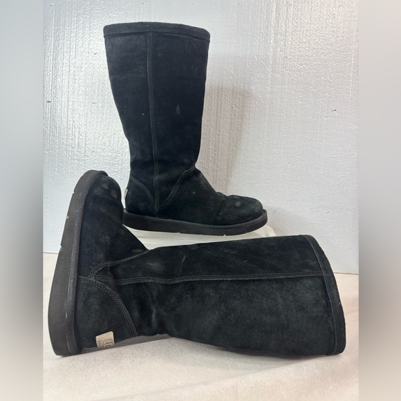 UGG 6 Luxurious Velvet Suede Fur Lined Silver Back Buckle Tall Boots - Picture 10 of 10